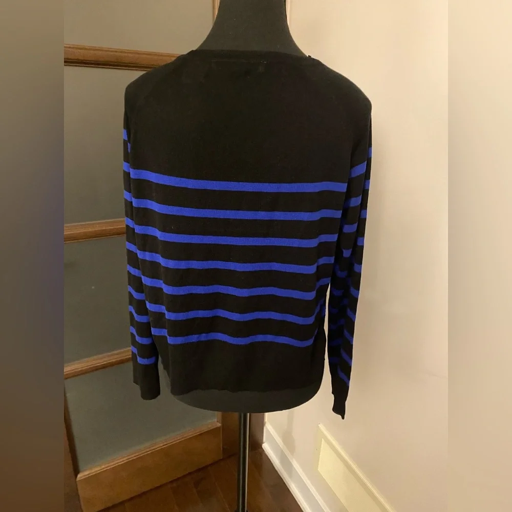 Zara Black and Blue Nautical Crew Neck Sweater lightweight Great for spring - Picture 3 of 10